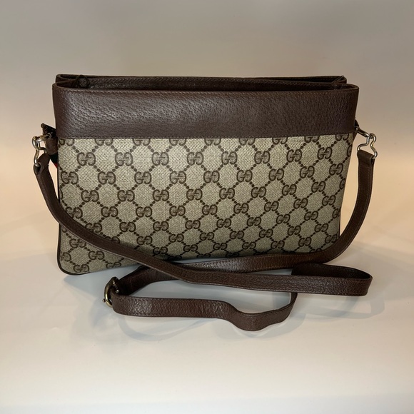 AUTHENTIC GUCCI VINTAGE CROSSBODY SHERRY LINE BROWN PVC - Picture 4 of 10